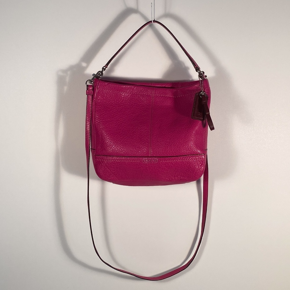 Coach Magenta Pebbled Leather Crossbody Bag